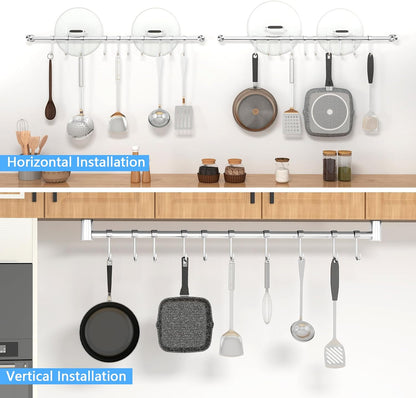 Kitchen Utensil Rack 2PCS, 15.6” Pot & Pan Hanging Rack Wall Mount
