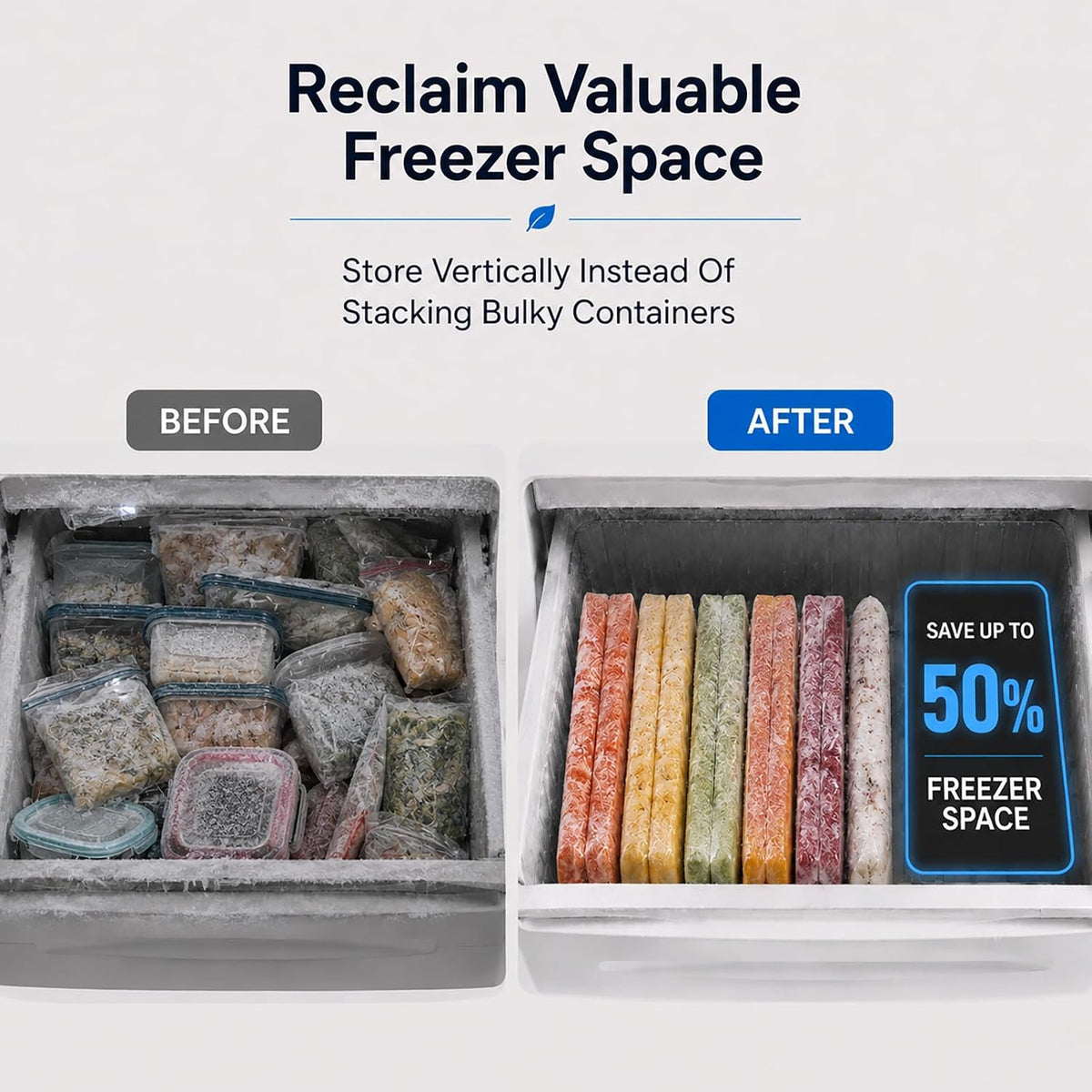 Freezer Food Block Maker, 6-Cup Freezer Bag Holder for Gallon Bags, Durable Hard Plastic, Freeze Soups, Bone Broth, Sauces, Chili & Leftovers into Flat Stackable Blocks, Meal Prep Freezer Storage