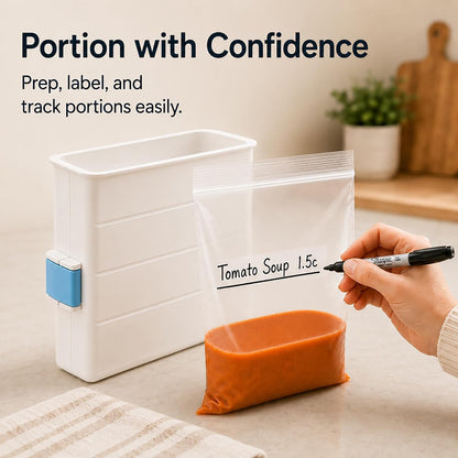 Freezer Food Block Maker, 6-Cup Freezer Bag Holder for Gallon Bags, Durable Hard Plastic, Freeze Soups, Bone Broth, Sauces, Chili & Leftovers into Flat Stackable Blocks, Meal Prep Freezer Storage