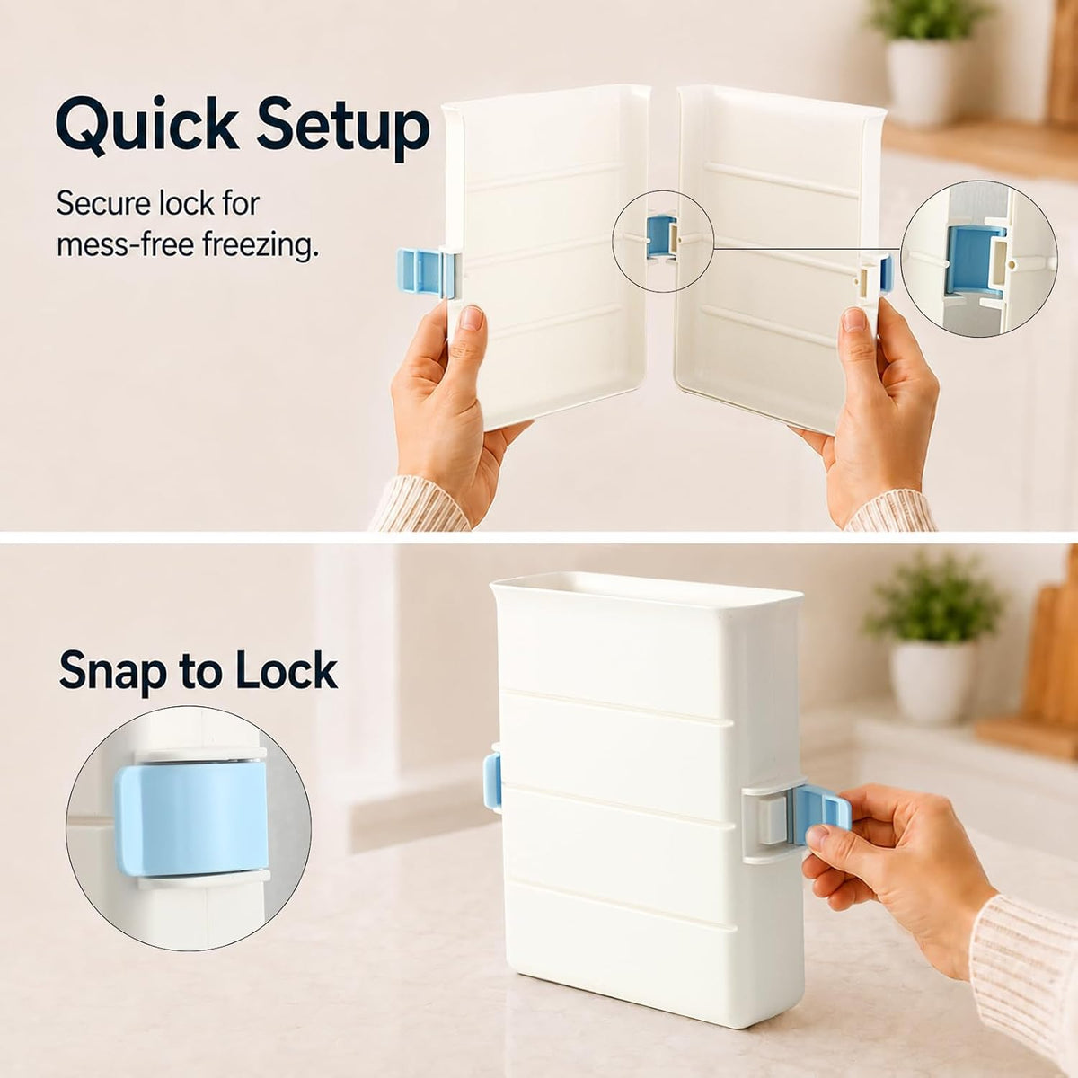 Freezer Food Block Maker, 6-Cup Freezer Bag Holder for Gallon Bags, Durable Hard Plastic, Freeze Soups, Bone Broth, Sauces, Chili & Leftovers into Flat Stackable Blocks, Meal Prep Freezer Storage