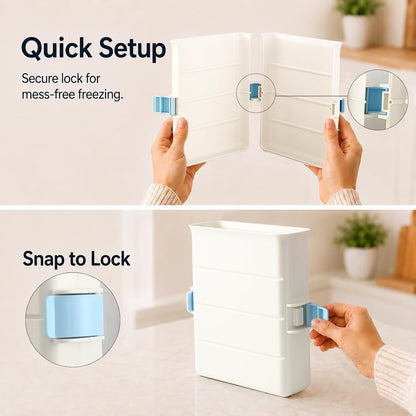 Freezer Food Block Maker, 6-Cup Freezer Bag Holder for Gallon Bags, Durable Hard Plastic, Freeze Soups, Bone Broth, Sauces, Chili & Leftovers into Flat Stackable Blocks, Meal Prep Freezer Storage