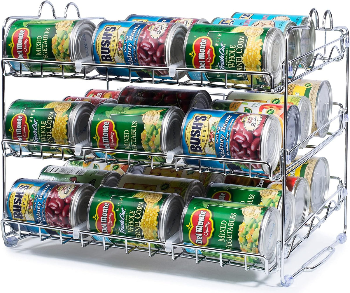 Can Organizer for Pantry, 36-Can Stackable Rack, 18 x 13 x 14 in, Chrome | Stackable Can Rack for 36 Cans, Canned Food Storage, Pantry Shelf, Kitchen Cabinet or Countertop