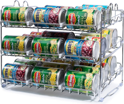 Can Organizer for Pantry, 36-Can Stackable Rack, 18 x 13 x 14 in, Chrome | Stackable Can Rack for 36 Cans, Canned Food Storage, Pantry Shelf, Kitchen Cabinet or Countertop