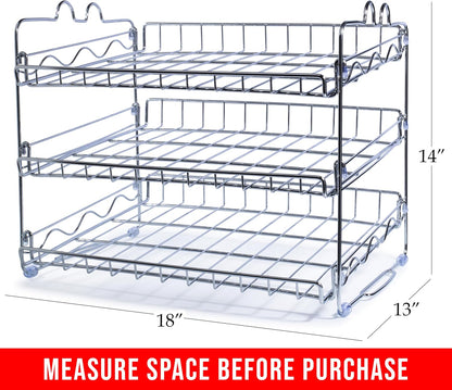 Can Organizer for Pantry, 36-Can Stackable Rack, 18 x 13 x 14 in, Chrome | Stackable Can Rack for 36 Cans, Canned Food Storage, Pantry Shelf, Kitchen Cabinet or Countertop