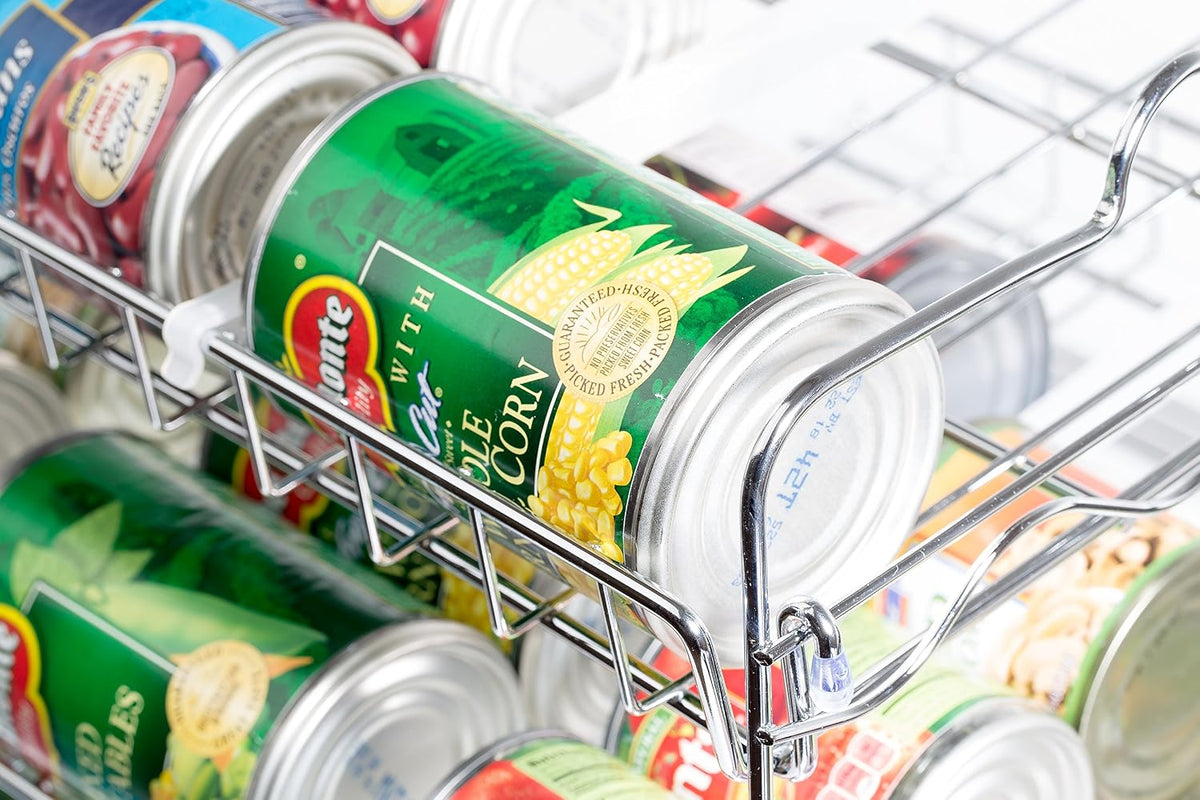 Can Organizer for Pantry, 36-Can Stackable Rack, 18 x 13 x 14 in, Chrome | Stackable Can Rack for 36 Cans, Canned Food Storage, Pantry Shelf, Kitchen Cabinet or Countertop