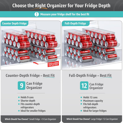 Soda Can Organizer for Fridge & Freezer, Stackable with Lid