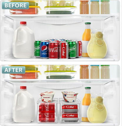 Soda Can Organizer for Fridge & Freezer, Stackable with Lid