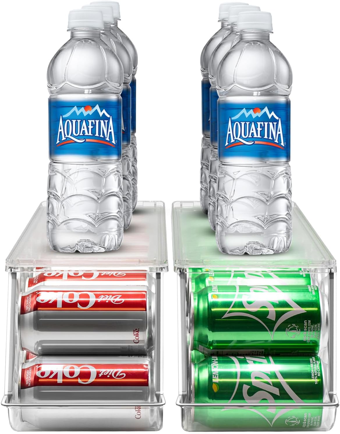 Soda Can Organizer for Fridge & Freezer, Stackable with Lid