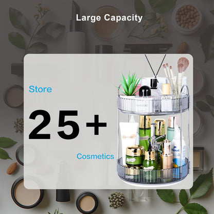 360 Rotating Makeup Organizer, 2 Tier Lazy Susan Bathroom Counter Organizer, Skincare Organizers, Spinning Perfume Organizer & Vanity Organizer Countertop (Classic Grey, 2 Tier)