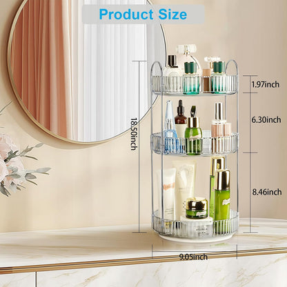 360 Rotating Makeup Organizer, 2 Tier Lazy Susan Bathroom Counter Organizer, Skincare Organizers, Spinning Perfume Organizer & Vanity Organizer Countertop (Classic Grey, 2 Tier)