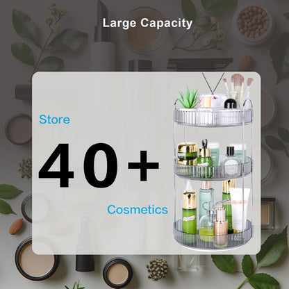 360 Rotating Makeup Organizer, 2 Tier Lazy Susan Bathroom Counter Organizer, Skincare Organizers, Spinning Perfume Organizer & Vanity Organizer Countertop (Classic Grey, 2 Tier)
