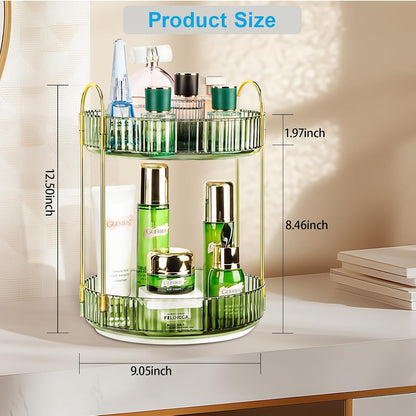 360 Rotating Makeup Organizer, 2 Tier Lazy Susan Bathroom Counter Organizer, Skincare Organizers, Spinning Perfume Organizer & Vanity Organizer Countertop (Classic Grey, 2 Tier)