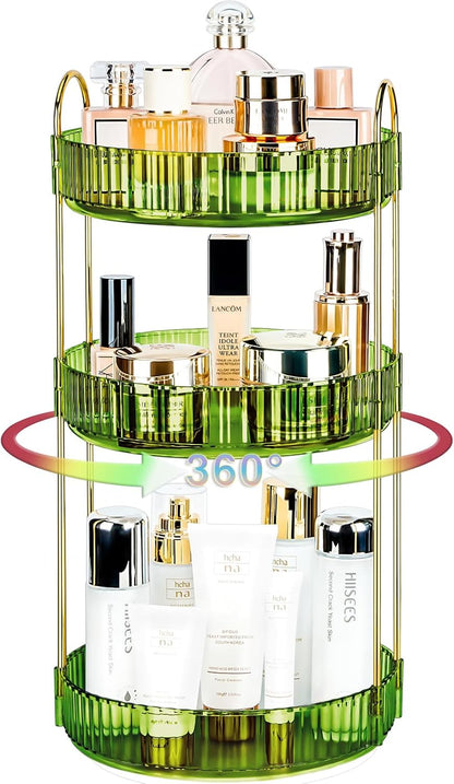 360 Rotating Makeup Organizer, 2 Tier Lazy Susan Bathroom Counter Organizer, Skincare Organizers, Spinning Perfume Organizer & Vanity Organizer Countertop (Classic Grey, 2 Tier)