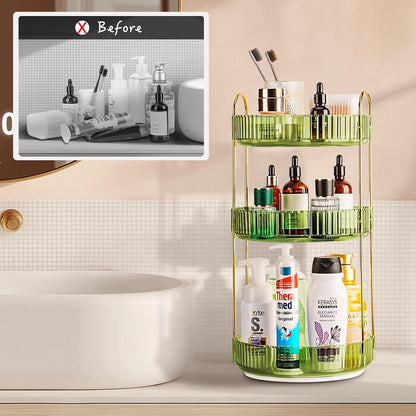 360 Rotating Makeup Organizer, 2 Tier Lazy Susan Bathroom Counter Organizer, Skincare Organizers, Spinning Perfume Organizer & Vanity Organizer Countertop (Classic Grey, 2 Tier)