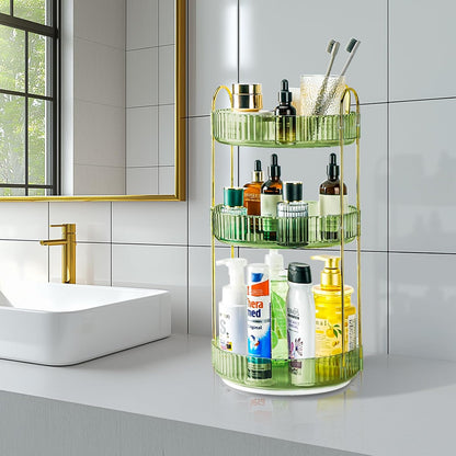 360 Rotating Makeup Organizer, 2 Tier Lazy Susan Bathroom Counter Organizer, Skincare Organizers, Spinning Perfume Organizer & Vanity Organizer Countertop (Classic Grey, 2 Tier)