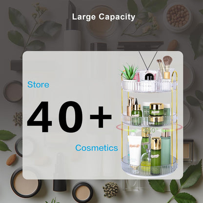 360 Rotating Makeup Organizer, 2 Tier Lazy Susan Bathroom Counter Organizer, Skincare Organizers, Spinning Perfume Organizer & Vanity Organizer Countertop (Classic Grey, 2 Tier)
