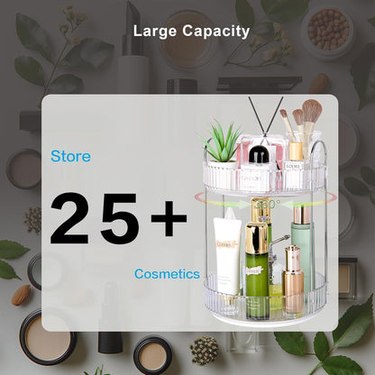 360 Rotating Makeup Organizer, 2 Tier Lazy Susan Bathroom Counter Organizer, Skincare Organizers, Spinning Perfume Organizer & Vanity Organizer Countertop (Classic Grey, 2 Tier)