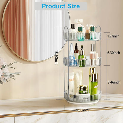 360 Rotating Makeup Organizer, 2 Tier Lazy Susan Bathroom Counter Organizer, Skincare Organizers, Spinning Perfume Organizer & Vanity Organizer Countertop (Classic Grey, 2 Tier)