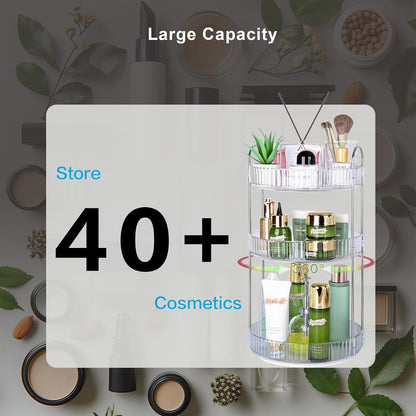 360 Rotating Makeup Organizer, 2 Tier Lazy Susan Bathroom Counter Organizer, Skincare Organizers, Spinning Perfume Organizer & Vanity Organizer Countertop (Classic Grey, 2 Tier)