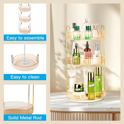 360 Rotating Makeup Organizer, 2 Tier Lazy Susan Bathroom Counter Organizer, Skincare Organizers, Spinning Perfume Organizer & Vanity Organizer Countertop (Classic Grey, 2 Tier)