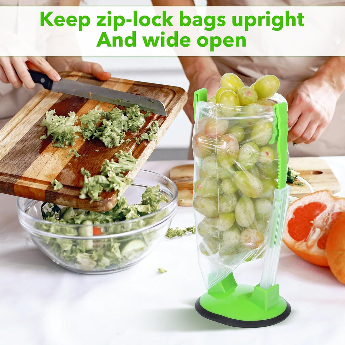 12 Pack Baggy Rack Stand Adjustable Freezer Bag Holder Stand Zipper Bag Holder for Filling With No Food Spills or Kitchen Mess (Green)