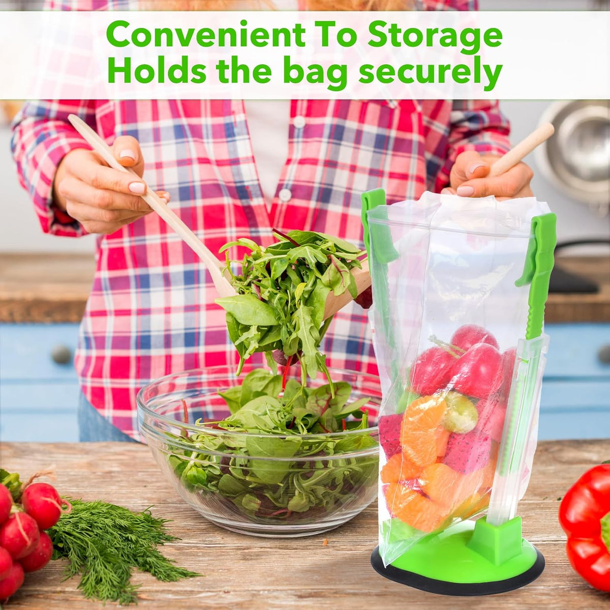 12 Pack Baggy Rack Stand Adjustable Freezer Bag Holder Stand Zipper Bag Holder for Filling With No Food Spills or Kitchen Mess (Green)