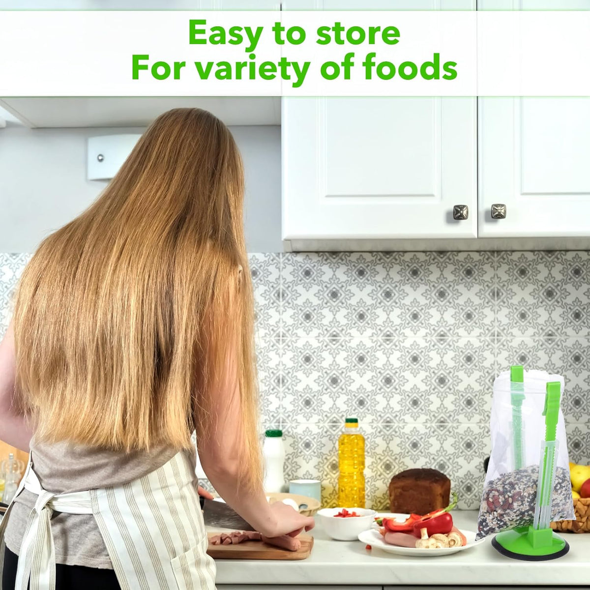 12 Pack Baggy Rack Stand Adjustable Freezer Bag Holder Stand Zipper Bag Holder for Filling With No Food Spills or Kitchen Mess (Green)