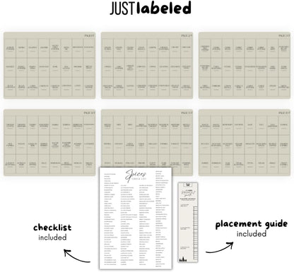 Spice Labels - 168 Aesthetic Beige Spice Labels for Jars - Waterproof Stickers for Spice containers - Preprinted Minmalist Oilproof Herbs & Seasoning Labels