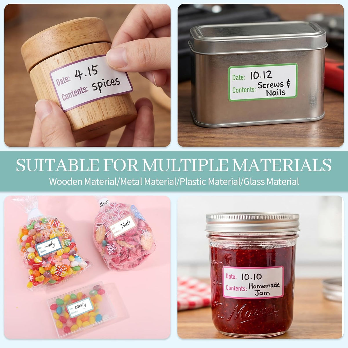 1000 Food Labels, 1 x 3 Inch Removable Freezer Date Stickers, Colorful | Water- And Oil-Resistant, Easy To Write , Clean Removal, No Residue, For Containers, Bottles, Leftovers, And Files