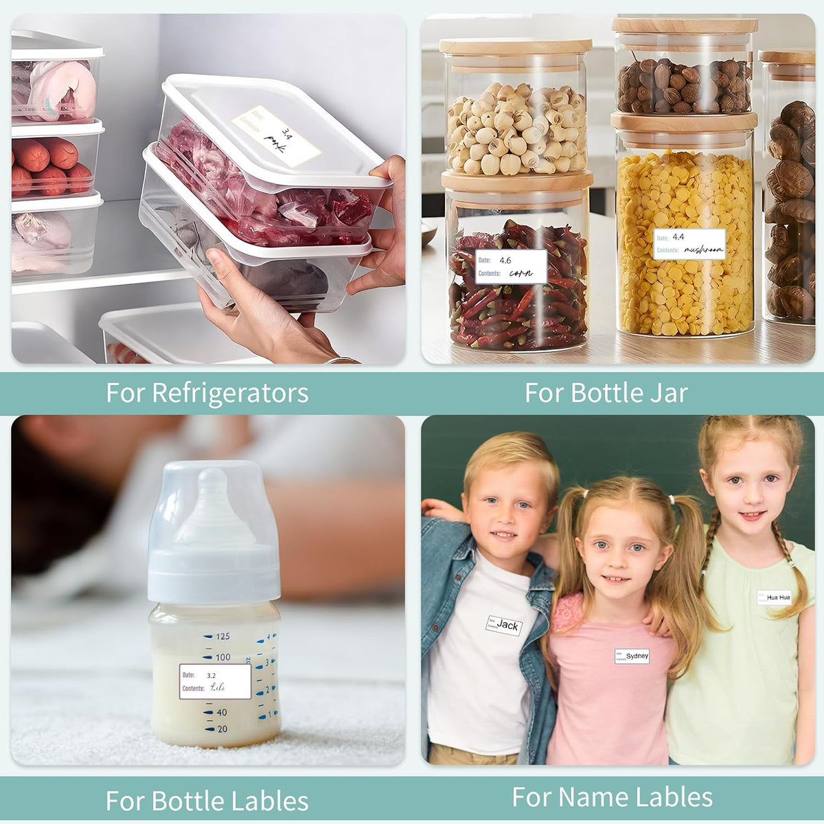 1000 Food Labels, 1 x 3 Inch Removable Freezer Date Stickers, Colorful | Water- And Oil-Resistant, Easy To Write , Clean Removal, No Residue, For Containers, Bottles, Leftovers, And Files
