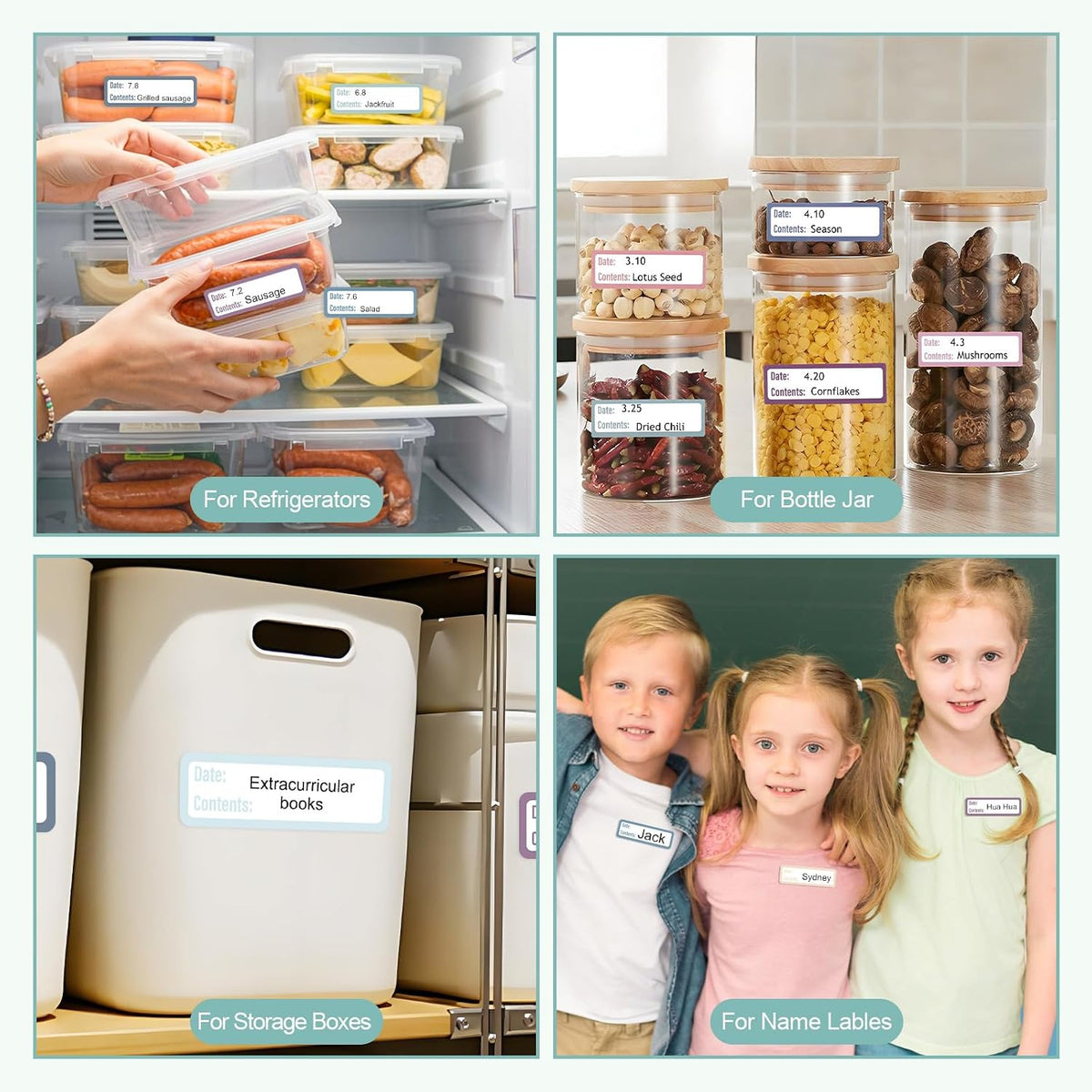 1000 Food Labels, 1 x 3 Inch Removable Freezer Date Stickers, Colorful | Water- And Oil-Resistant, Easy To Write , Clean Removal, No Residue, For Containers, Bottles, Leftovers, And Files