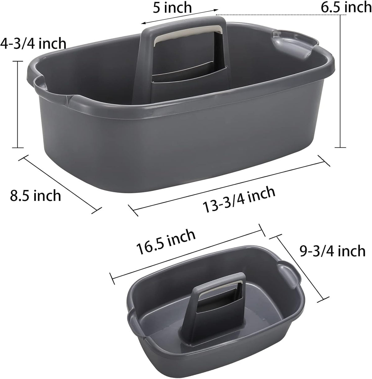 2 Pack Cleaning Supplies Caddy, Large Plastic Cleaning Supply Organizer Bin with Handle, Cleaning Bucket Housekeeping Shower Tote Caddy Under Sink Tool Storage Basket for Dorm, Garden, Bathroom