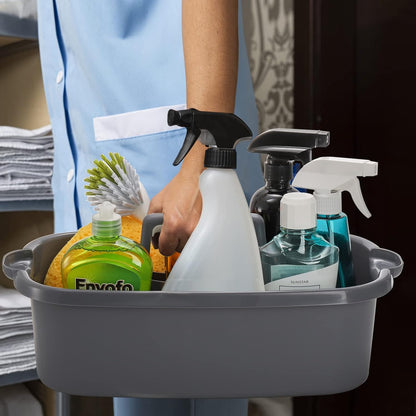 2 Pack Cleaning Supplies Caddy, Large Plastic Cleaning Supply Organizer Bin with Handle, Cleaning Bucket Housekeeping Shower Tote Caddy Under Sink Tool Storage Basket for Dorm, Garden, Bathroom
