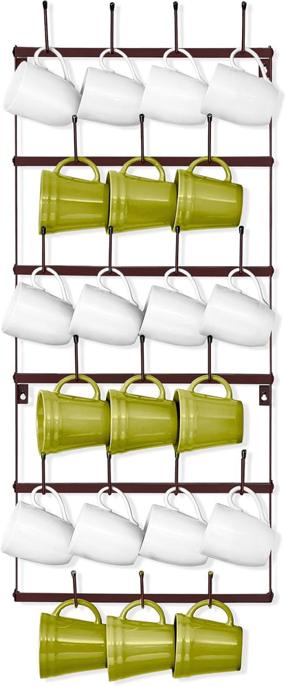 Wall Mug Rack, Coffee Mug Display for Coffee Station (Small, Brown)