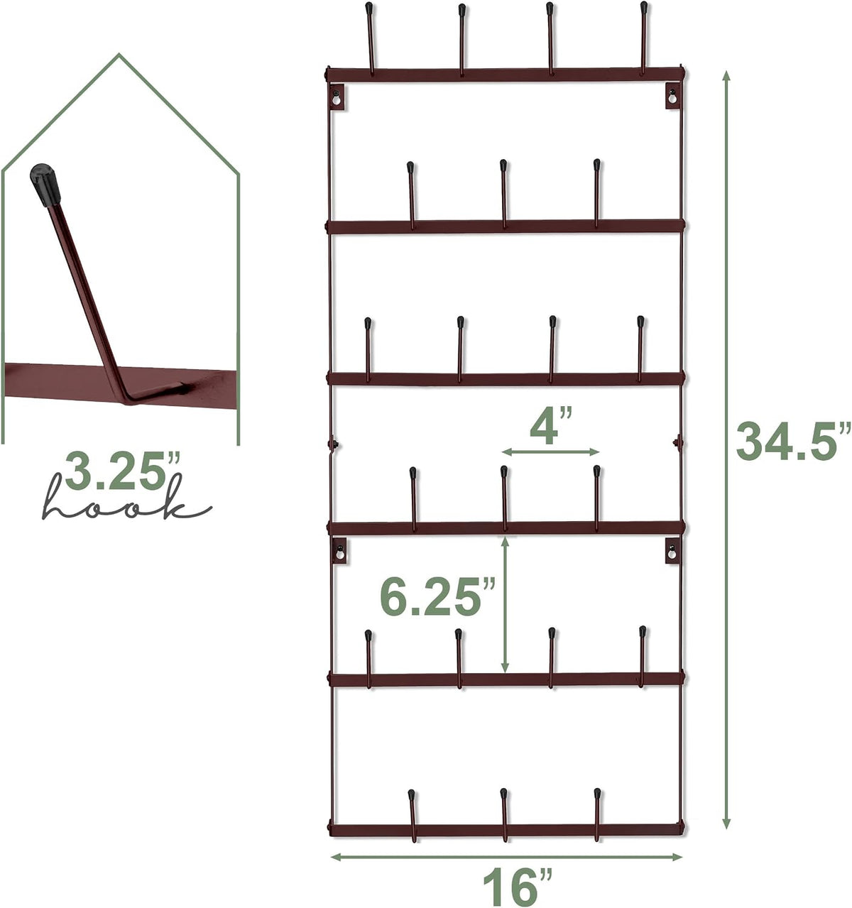 Wall Mug Rack, Coffee Mug Display for Coffee Station (Small, Brown)