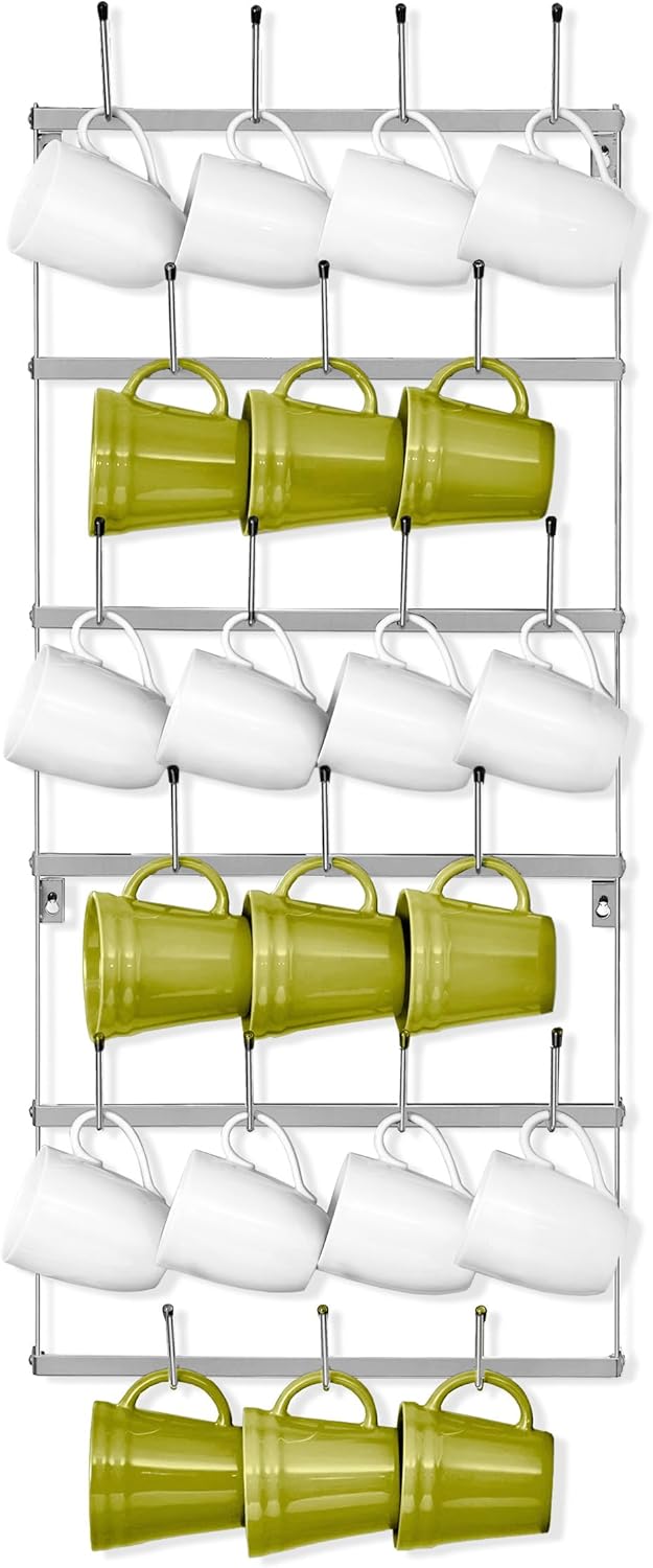 Wall Mug Rack, Coffee Mug Display for Coffee Station (Small, Brown)