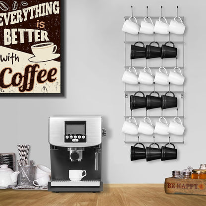 Wall Mug Rack, Coffee Mug Display for Coffee Station (Small, Brown)