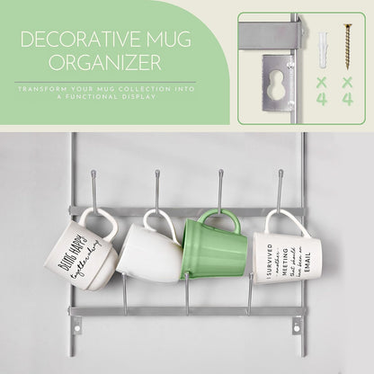 Wall Mug Rack, Coffee Mug Display for Coffee Station (Small, Brown)