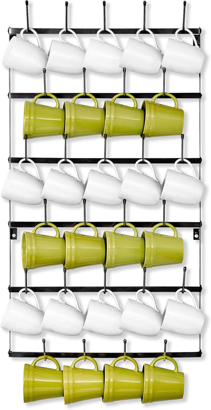 Wall Mug Rack, Coffee Mug Display for Coffee Station (Small, Brown)