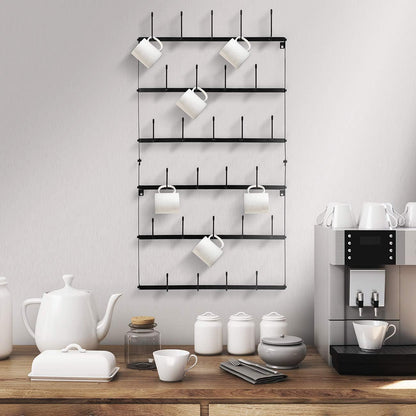 Wall Mug Rack, Coffee Mug Display for Coffee Station (Small, Brown)
