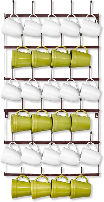 Wall Mug Rack, Coffee Mug Display for Coffee Station (Small, Brown)