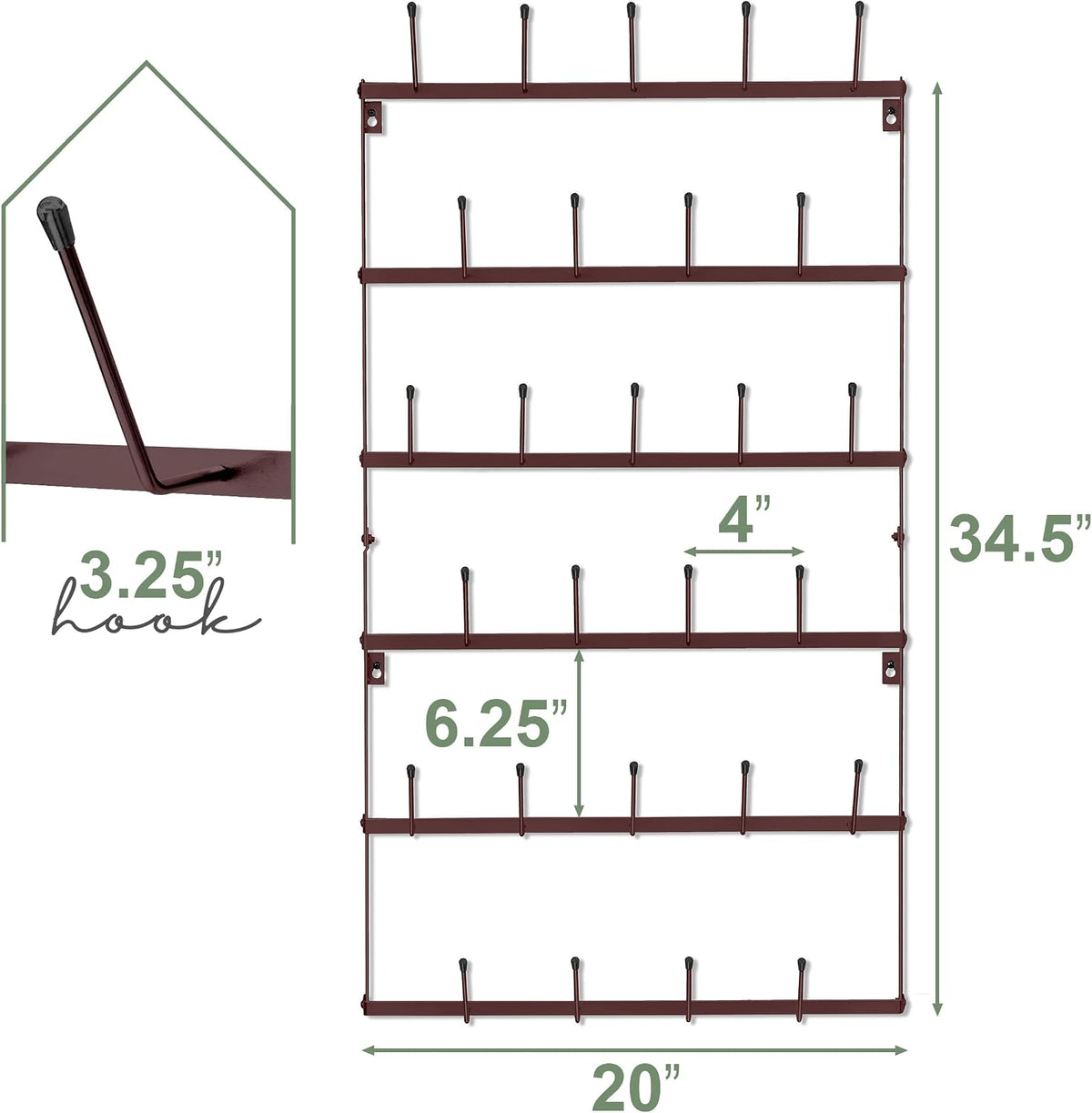 Wall Mug Rack, Coffee Mug Display for Coffee Station (Small, Brown)