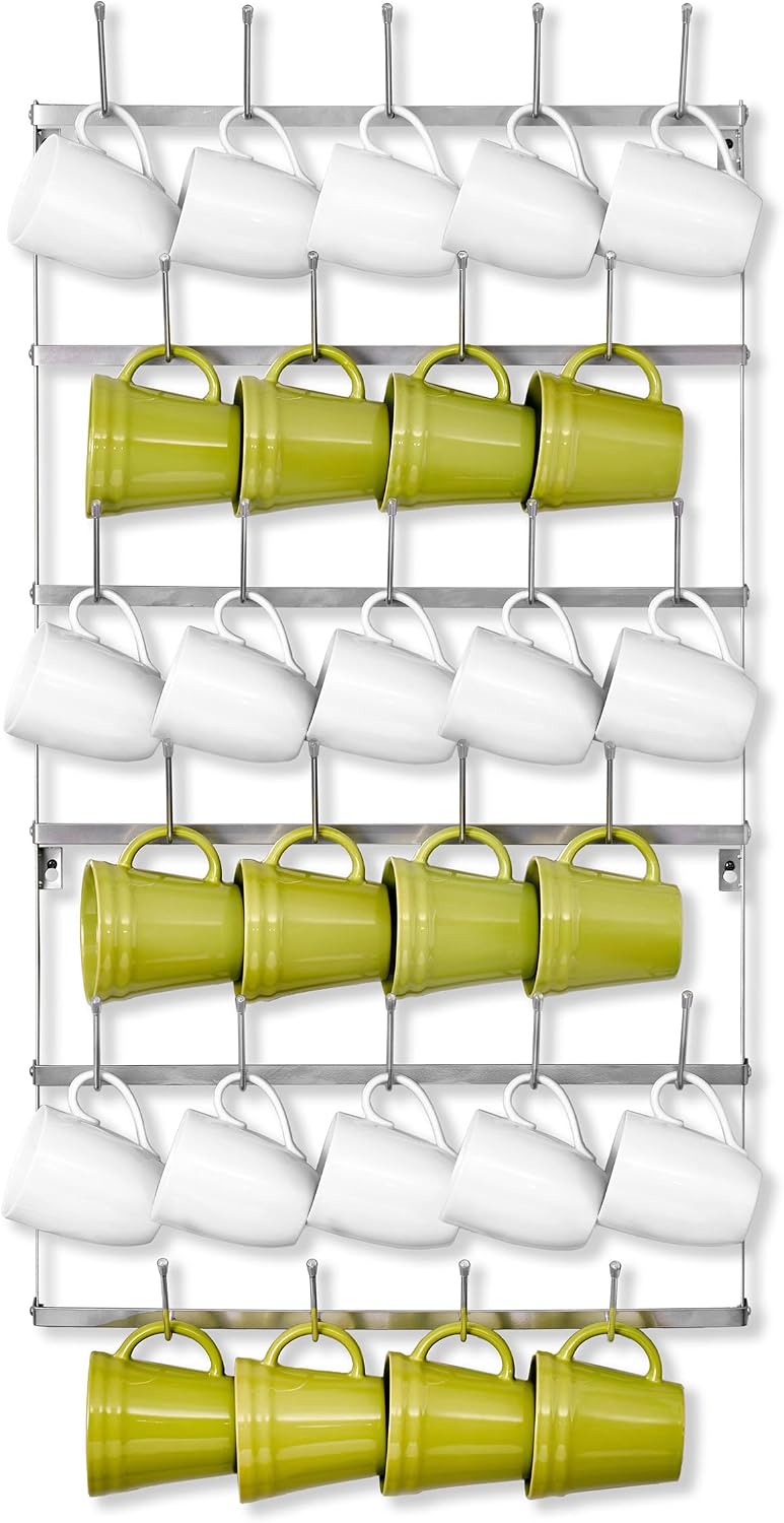 Wall Mug Rack, Coffee Mug Display for Coffee Station (Small, Brown)