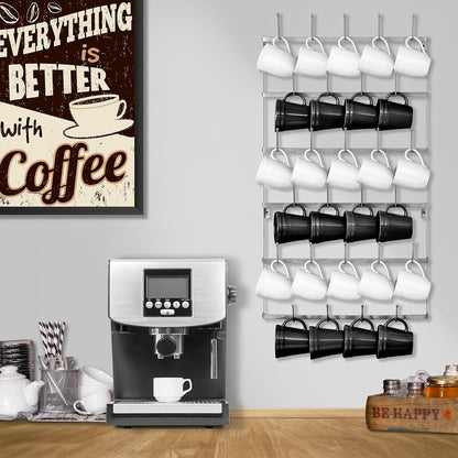 Wall Mug Rack, Coffee Mug Display for Coffee Station (Small, Brown)