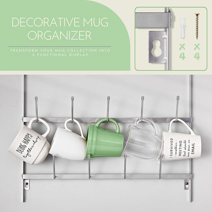 Wall Mug Rack, Coffee Mug Display for Coffee Station (Small, Brown)
