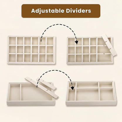 8 Pack Velvet Jewelry Trays, Stackable Jewelry Organizer Trays for Drawers, Beige Jewelry Storage and Display Tray Inserts for Necklaces, Rings, Earrings