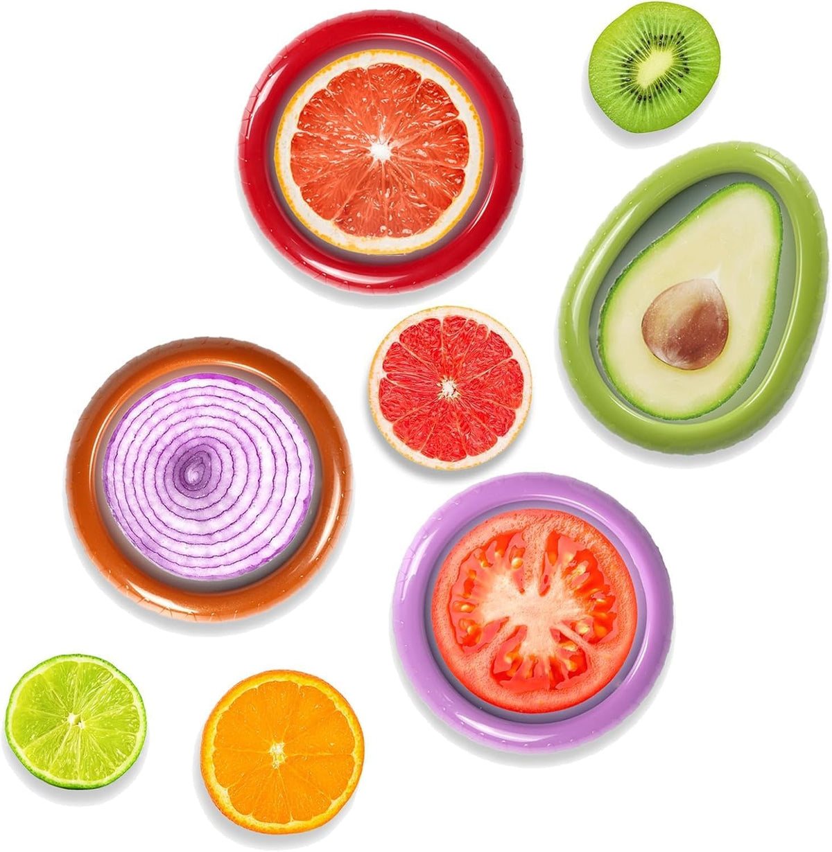 Avocado Saver and Tomato Holder - Set of 4 Reusable Storage Containers for Fridge - Ideal for Garlic, Onions, Lemons, and Potatoes