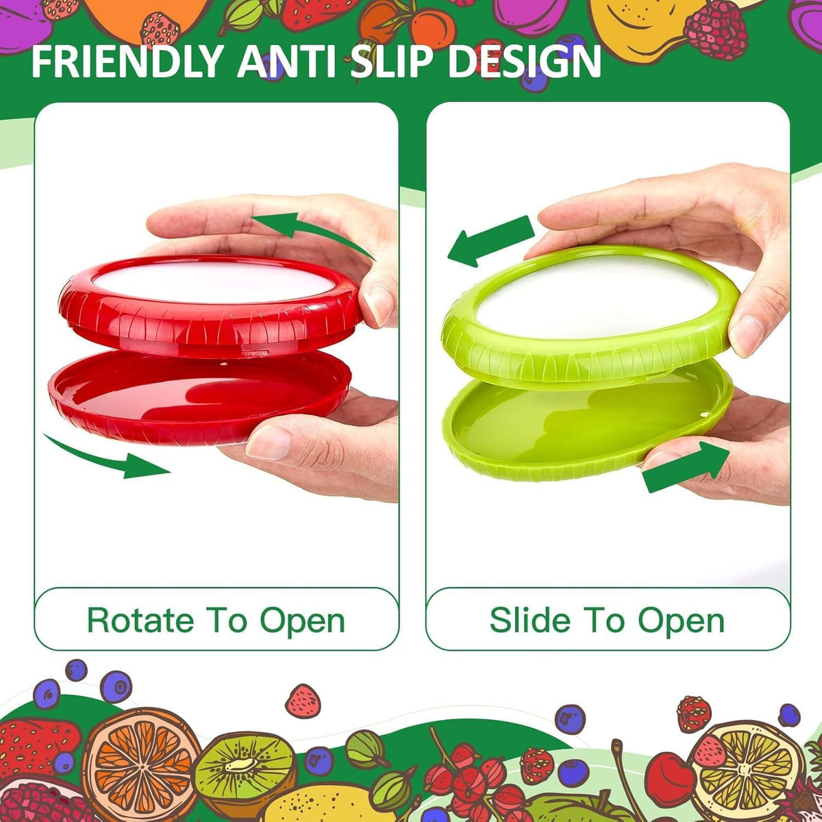 Avocado Saver and Tomato Holder - Set of 4 Reusable Storage Containers for Fridge - Ideal for Garlic, Onions, Lemons, and Potatoes