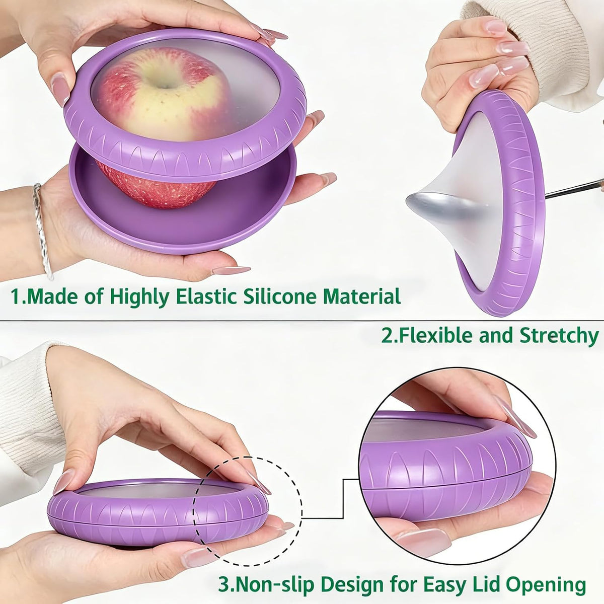 Avocado Saver and Tomato Holder - Set of 4 Reusable Storage Containers for Fridge - Ideal for Garlic, Onions, Lemons, and Potatoes