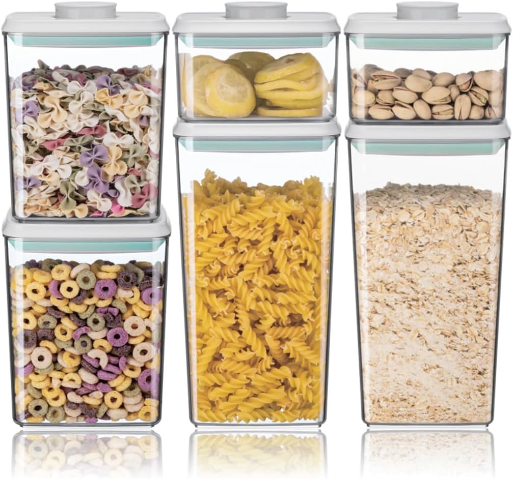 Airtight Food Storage Container Sets with Lids Pop Containers for Kitchen Pantry Organization BPA-Free Stackable Kitchen Storage Containers for Cereal Flour Sugar (0.5, 1.2, 1.8qt)*2